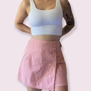 Vintage 90s Gingham Wrap Skort Size 4 By Northcrest